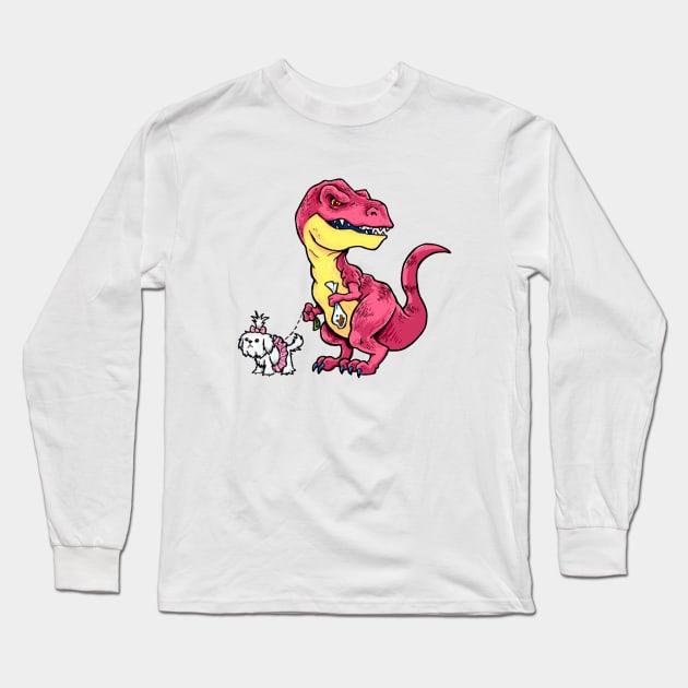 Jurassic Dog Park (Rex) Long Sleeve T-Shirt by ArtByJamesPowell